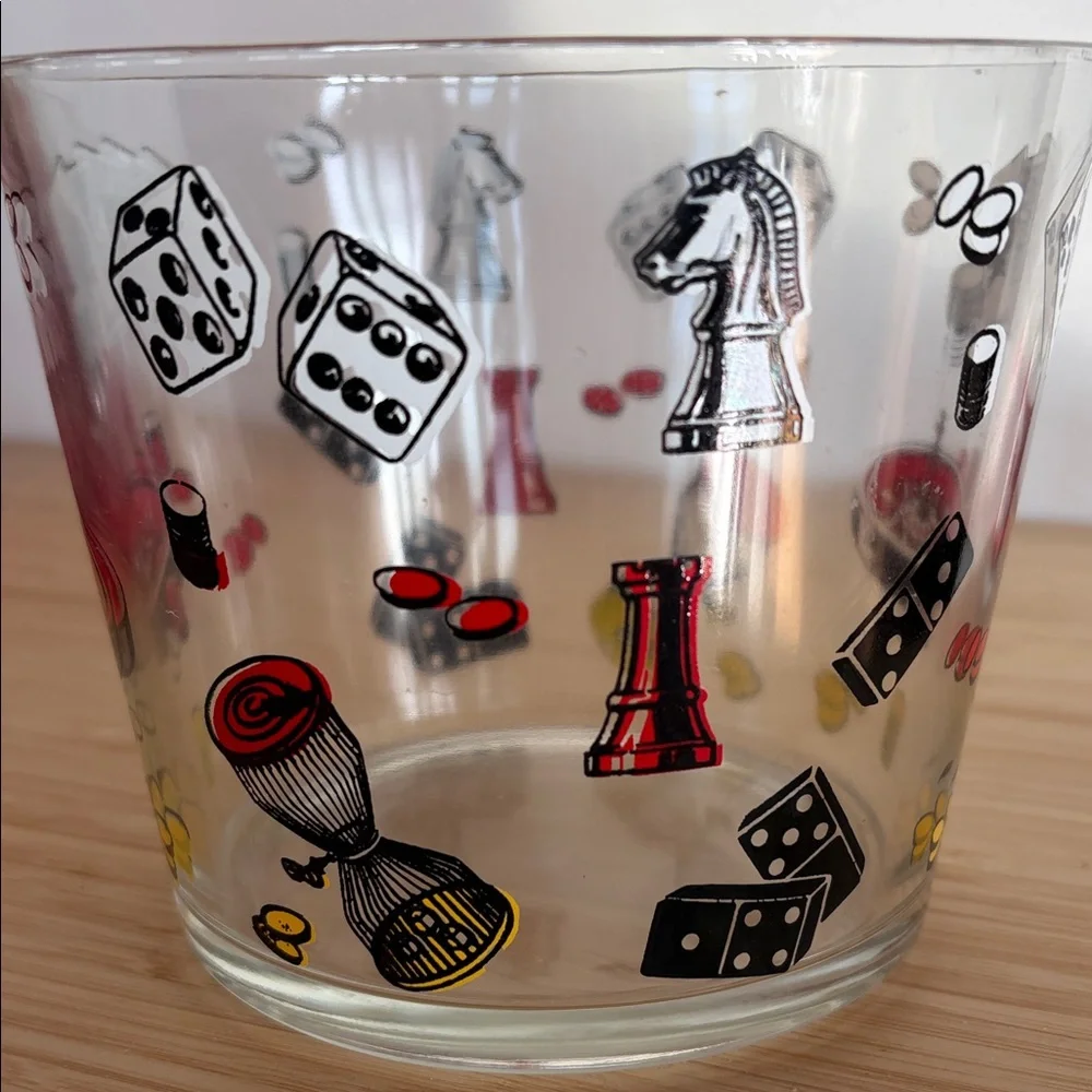 Vintage Casino Gambling Hazel Atlas Ice Bucket MCM 1950's + Vegas Shot Glass